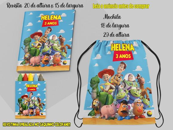 Mochilinha e Revista de Colorir do Toy Story
