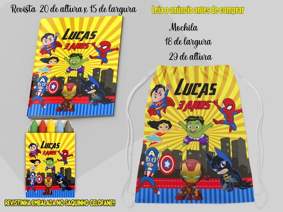 Mochilinha e Revista de Colorir dos Super Herois Baby