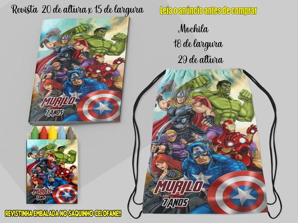 Mochilinha e Revista de Colorir dos Vingadores da Marvel