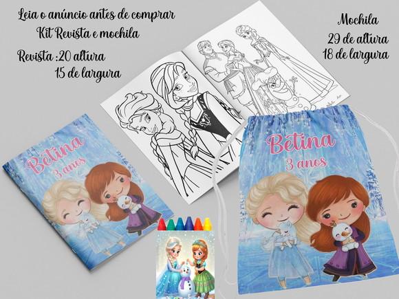 Mochilinha e Revista de Colorir Frozen Cute