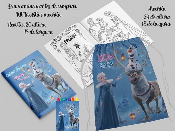 Mochilinha e Revista de Colorir Frozen Cute