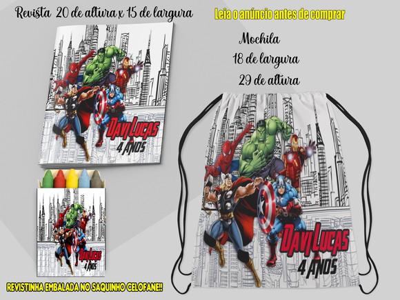 Mochilinha e Revista de Colorir dos Vingadores da Marvel