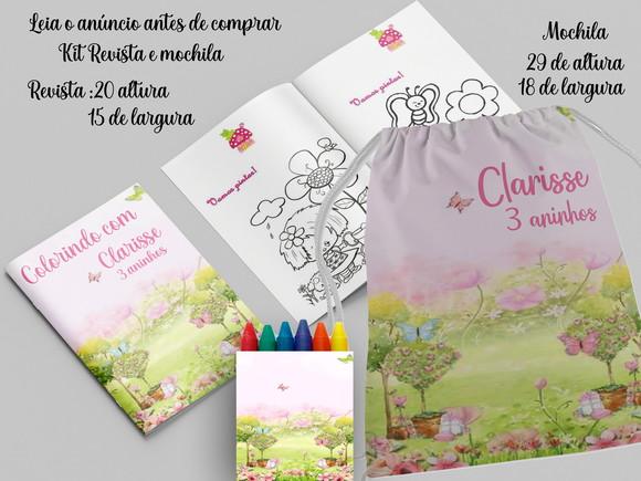 Mochilinha e Revista de Colorir Jardim Encantado