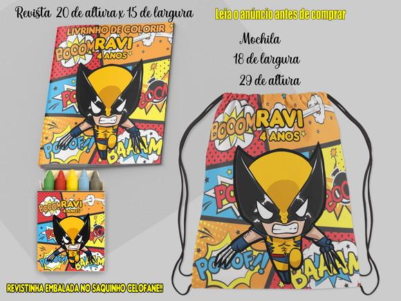 Mochilinha e Revista Decolorir do Wolverine Baby Cute
