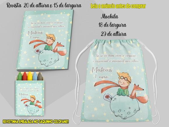 Mochilinha e Revistnha com Giz de Cera Pequeno Principe