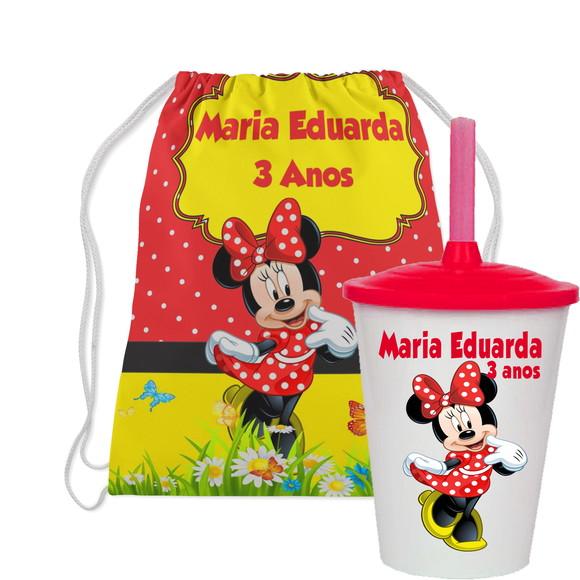 Mochilinha Personalizada com Copo Twister da Minnie