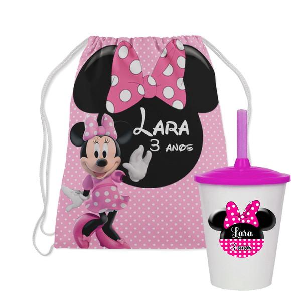 Mochilinha Personalizada com Copo Twister da Minnie