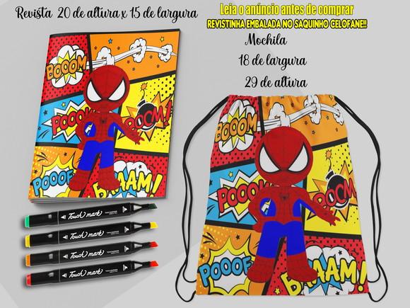 Mochilinha+revista de Colorir+canetinhas Lembrancinha do  Homem A