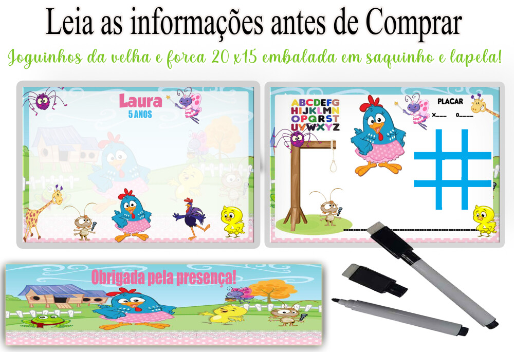 Lousa Magica para lembrancinhas da Galinha Pintadinha