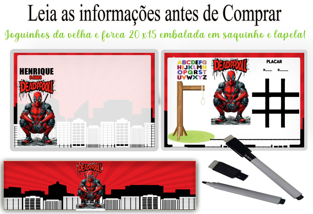 Lousa Magica para lembrancinhas do Deadpool