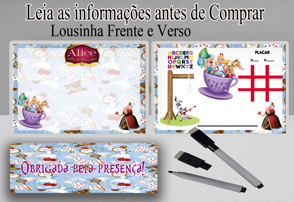 Lousa Magica lembrancinhas de aniversario da Alice No País das M