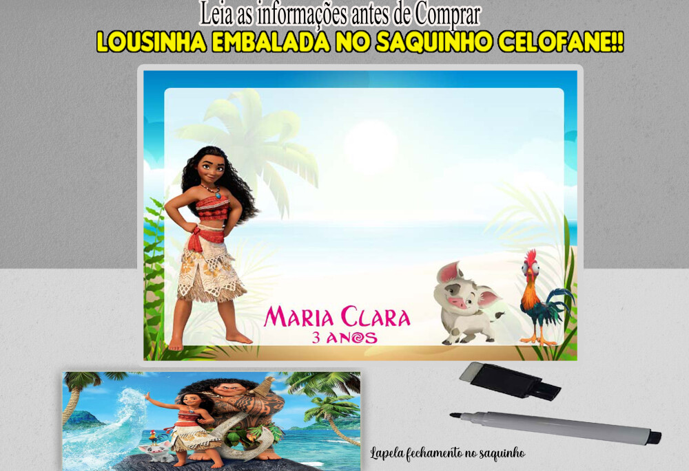 Lousa Magica + canetinha  Personalizada  lembrancinhas da Moana