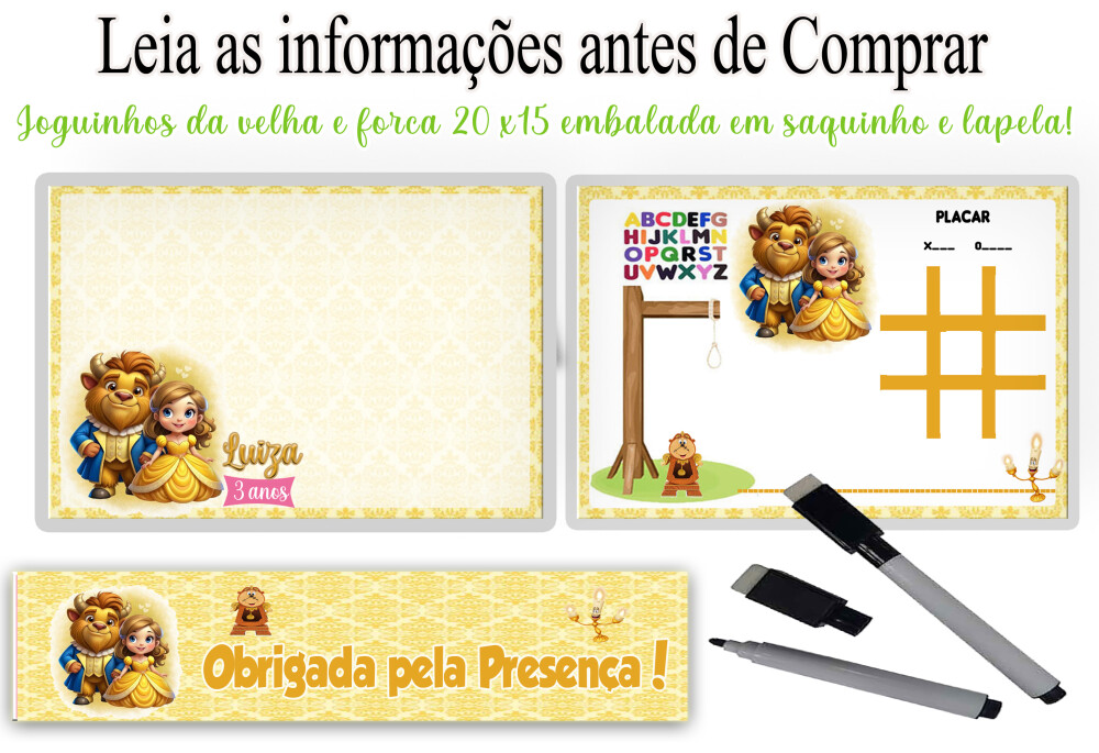 Lousa Magica perosnalizada lembrancinhas de aniversario da Bela e