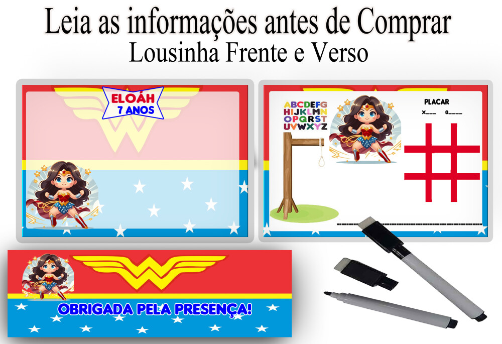 Lousa Magica lembrancinhas de aniversario da Mulher Maravilha