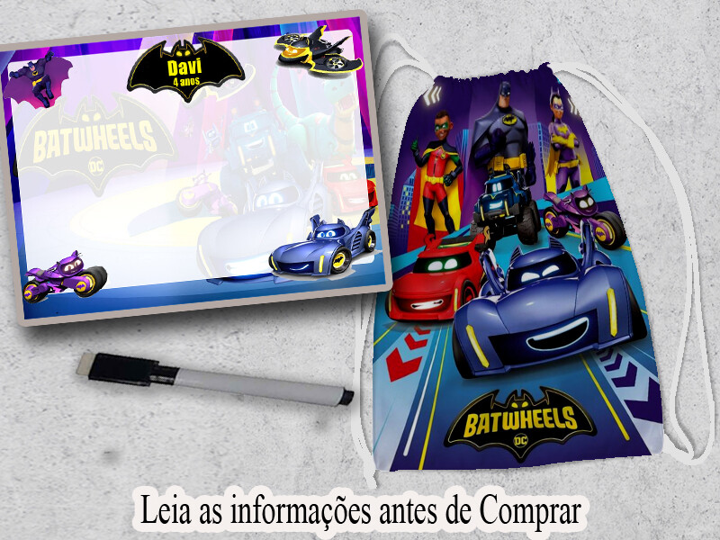 Kit mochilinha e lousa magica lembrancinhas de aniversario Batwhe