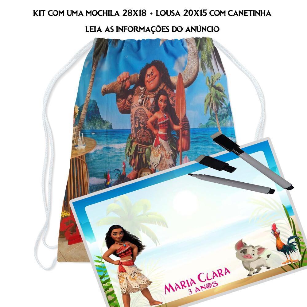 Kit Mochilinha e lousa magica lembrancinhas de aniversario da Moa