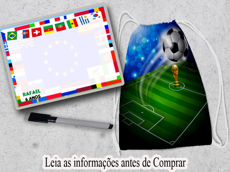 Kit mochila e lousa magica lembrancinhas de aniversario Futebol