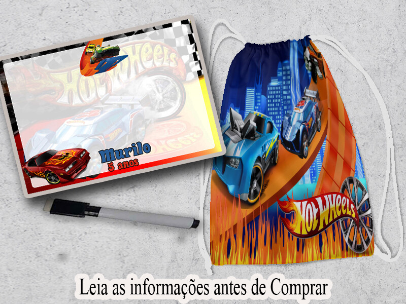 kit mochila e lousa magica lembrancinhas de aniversario Hot Wheel