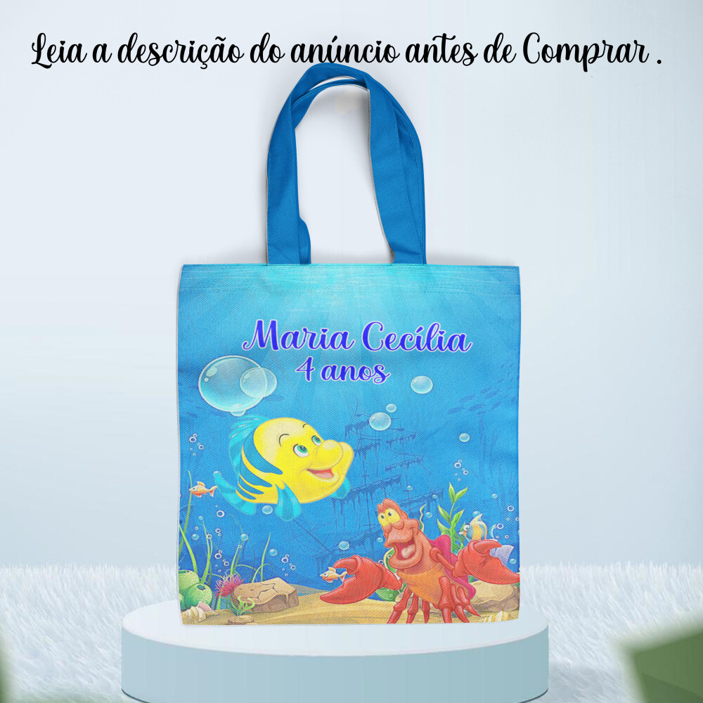 Sacola Ecobag lembrancinhas de aniversario da Sereia Ariel