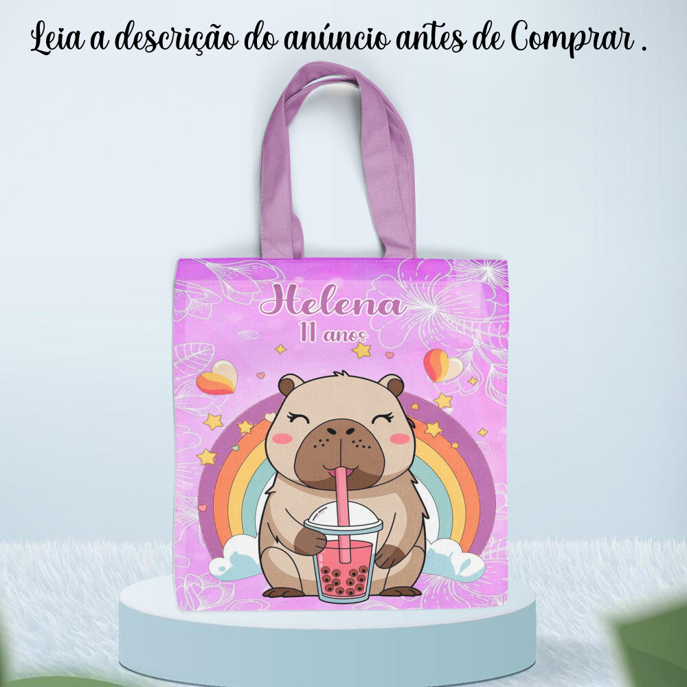 Sacola Ecobag lembrancinhas de aniversario da Capivara