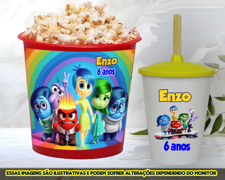 Kit Balde de Pipoca e copo Twister lembrancinhas Divertidamente