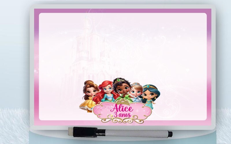 Lousa Magica com canetinha Personalizada das Princesas Disney