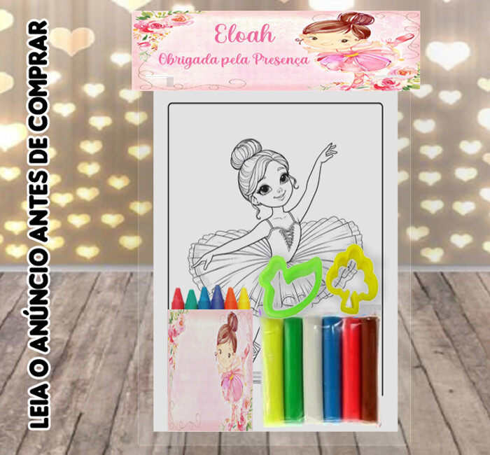Kit colorir com massinha de modelar+forminha lembrancinhas da Bai