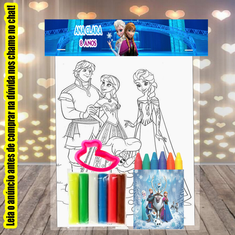Kit colorir da Frozen com massinha de modelar Lembrancinhas de an