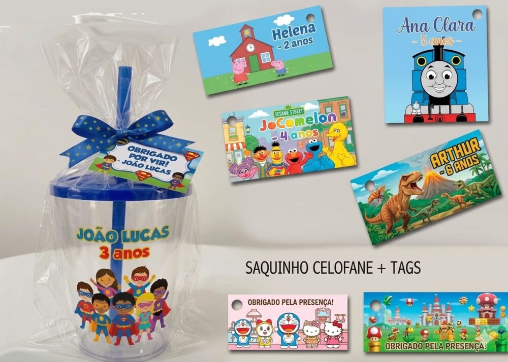 Copo Twister personalizado para lembrancinhas Todos os temas