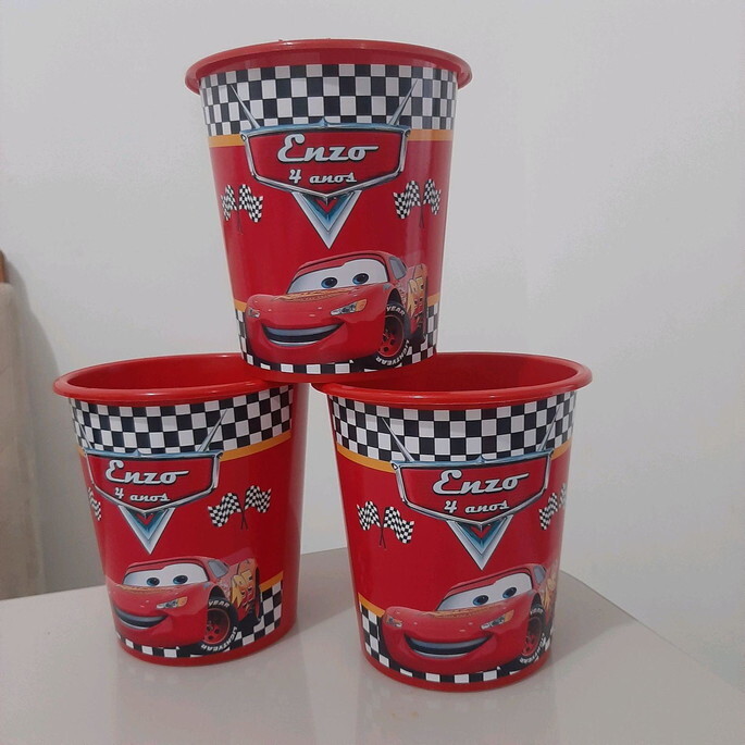 Balde de pipoca personalizado para lembrancinhas Carros Disney