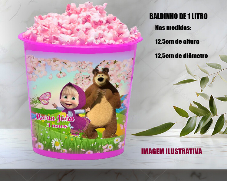 Balde de pipoca personalizado para lembrancinhas da Marsha e o Ur