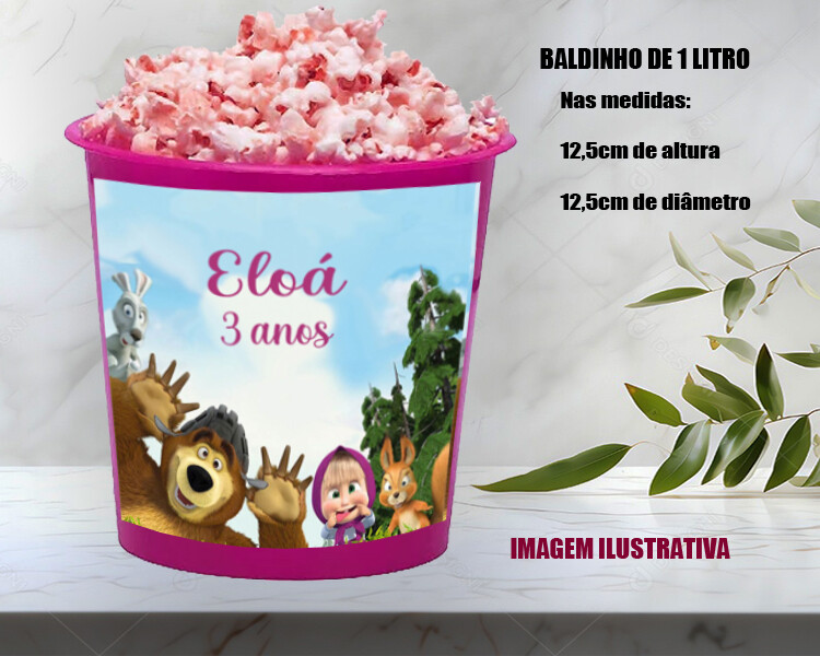 Balde de pipoca personalizado para lembrancinhas da Marsha e o Ur