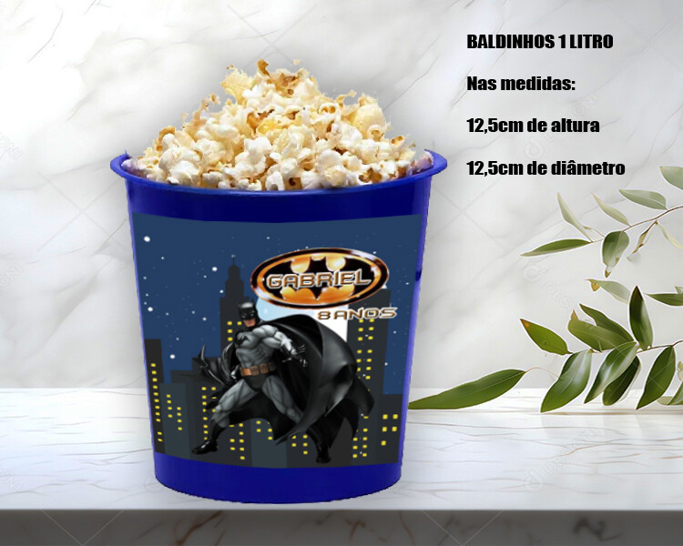 Balde de pipoca personalizado lembrancinhas do Batman