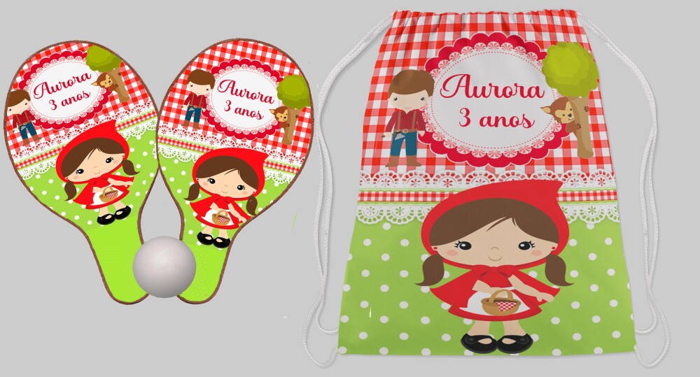 Kit Mochilinha e Raquete ping pong personalizada lembrancinhas da