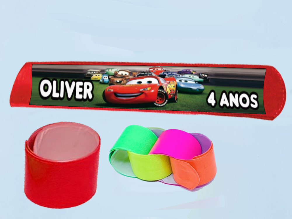 Pulseira Bate e Enrola lembrancinhas Carros Disney