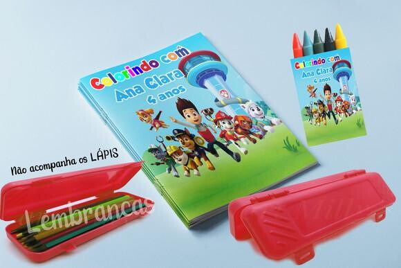 kit colorir revista+estojo+giz lembrancinhas da Patrulha Canina