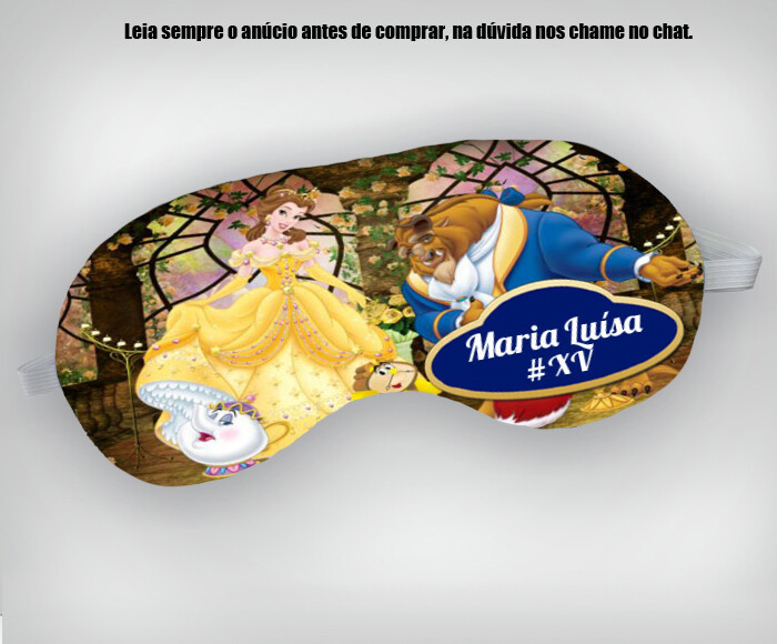 Mascara de Dormir personalizada para lembrancinhas da Bela e Fera