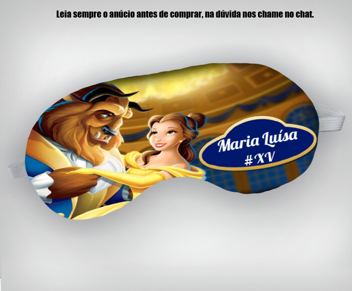 Mascara de Dormir personalizada para lembrancinhas da Bela e Fera