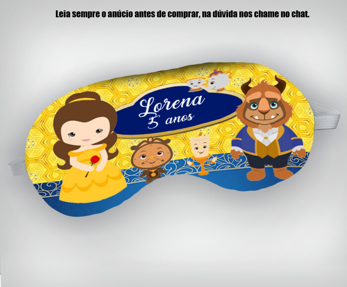 Mascara de Dormir personalizada para lembrancinhas da Bela e Fera