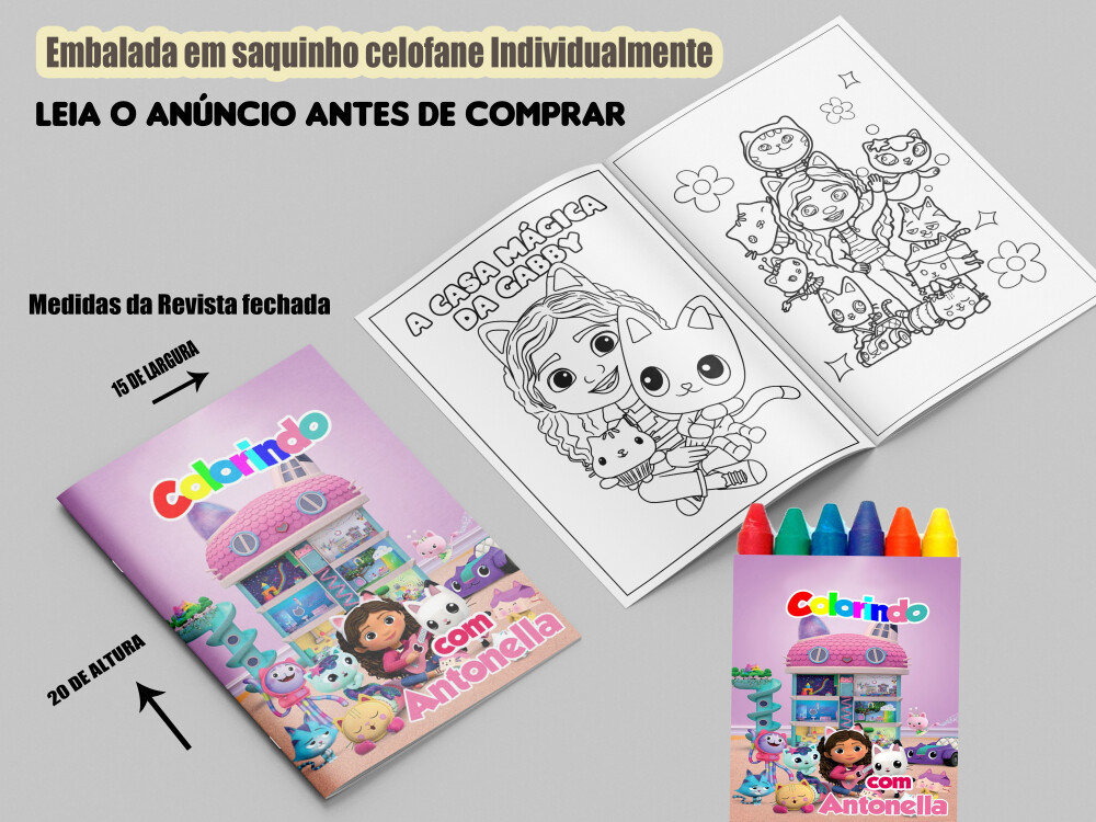 Kit Colorir  Revistinha de Colorir com Giz de cera lembrancinhas 