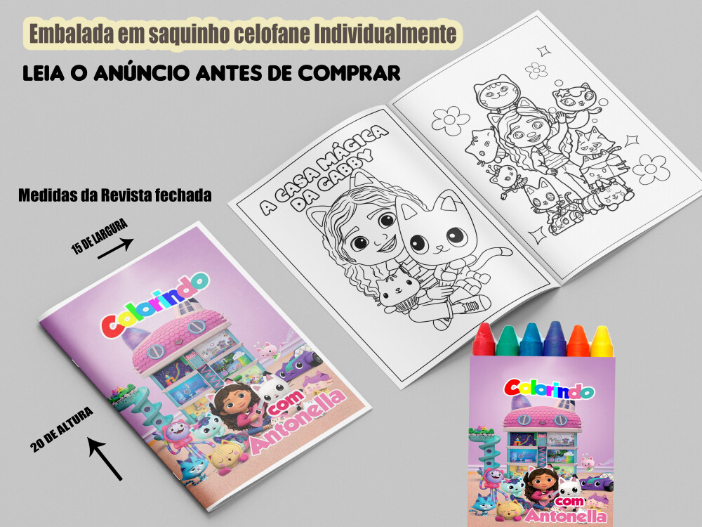 Kit Colorir  Revistinha de Colorir com Giz de cera lembrancinhas 