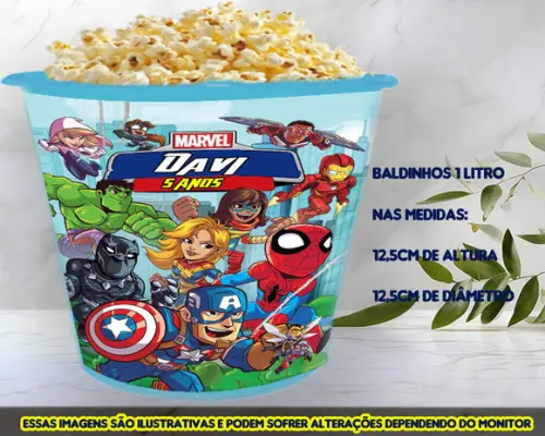 Balde de Pipoca Lembrancinhas Vingadores