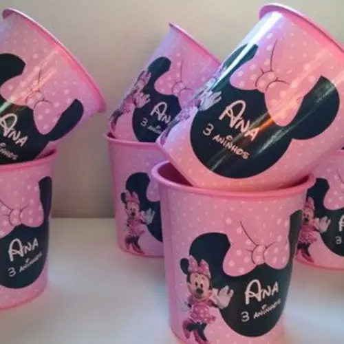 Balde de Pipoca para Lembrancinhas da Minnie Rosa