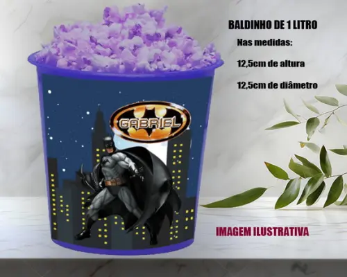 Balde de Pipoca para Lembrancinhas do Batman