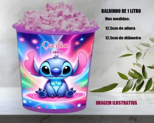 Balde de Pipoca para Lembrancinhas do Stitch