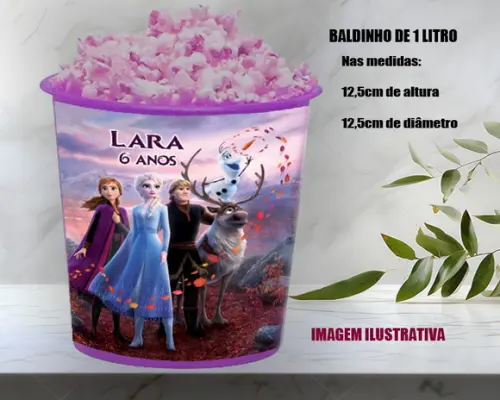 Balde de Pipoca para Lembrancinhas Frozen