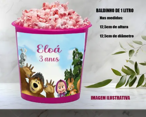 Balde de Pipoca Personalizado da Marsha e o Urso