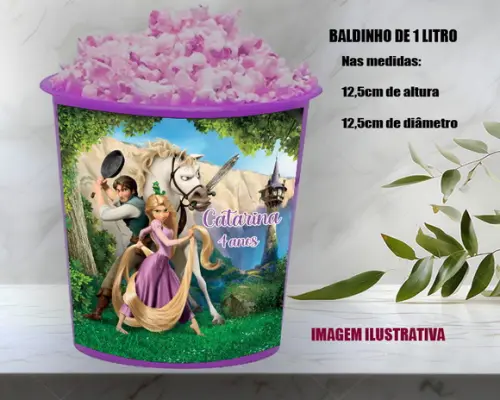 Balde de Pipoca Personalizado da Rapunzel