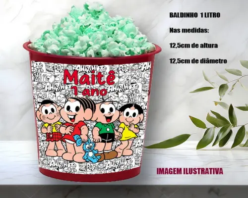 Balde de Pipoca Personalizado da Turma da Monica