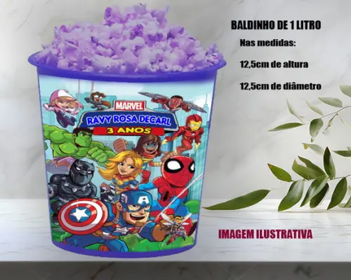 Balde de Pipoca Personalizado Doa Vingadores